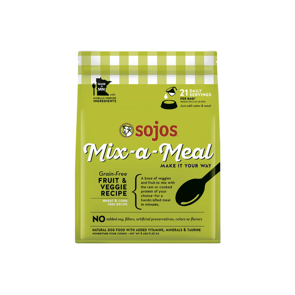 SOJOS sac 8 lb montrant l'emballage pratique et l'étiquette claire pour faciliter l'achat