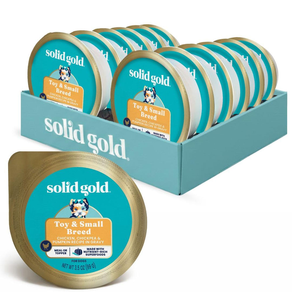 Solid Gold face avant de la coupelle montrant l'emballage pratique et bénéfice appétence