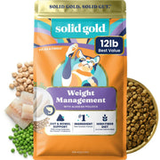 Solid Gold paquet avant montrant recette Alaskan Pollock et bénéfice minceur