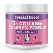 Special Breed pot de collagène 5X montrant l’étiquetage clair et dosage pratique
