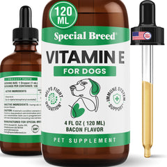 Special Breed flacon de vitamine E devant montrant le format 4 oz et l'emballage