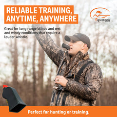 SportDOG Roy Gonia Mega Whistle gros plan de l'embouchure pour un souffle facile