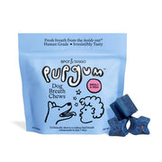 Spot & Tango emballage avant du sachet montrant 28 chews et bénéfice haleine fraîche