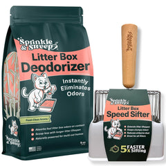 Sprinkle & Sweep emballage 8 oz montrant le produit et avantage fraîcheur