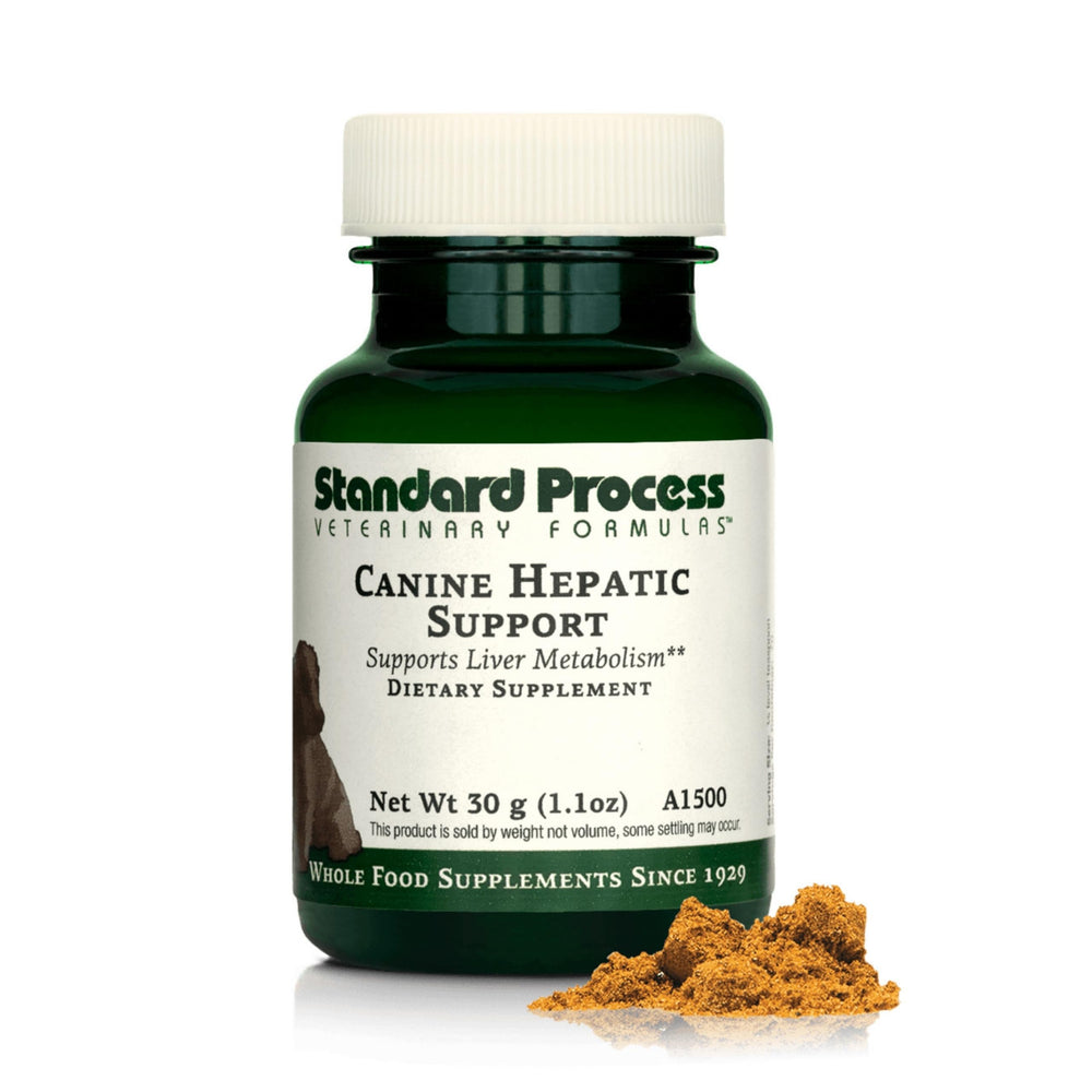 Standard Process Inc. flacon avant montrant formule Canine Hepatic Support et usages