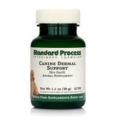 Standard Process pot Canine Dermal Support vu de face pour identification rapide