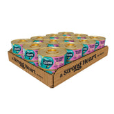 Strongheart vue avant de la boîte montrant la recette au thon et facilité d'usage