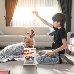 Stuffed chien allongé sur canapé protégé et propre