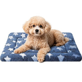 SUNSHE vue avant du tapis montrant motif bleu étoiles et confort