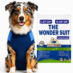 Surgi~Snuggly vue avant sur chien montrant couverture post-opératoire et confort