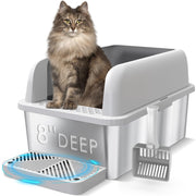 Suzzipaws vue avant du bac en acier inoxydable montrant grande profondeur et ergonomie