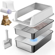 suzzipaws vue avant du bac inox avec couvercle, facile à nettoyer