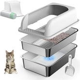 suzzipaws vue avant du bac inox solide réduisant les odeurs