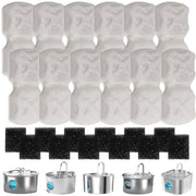TAIIYAA emballage frontal montrant 24 filtres et mousses pour fontaine, gain de confort