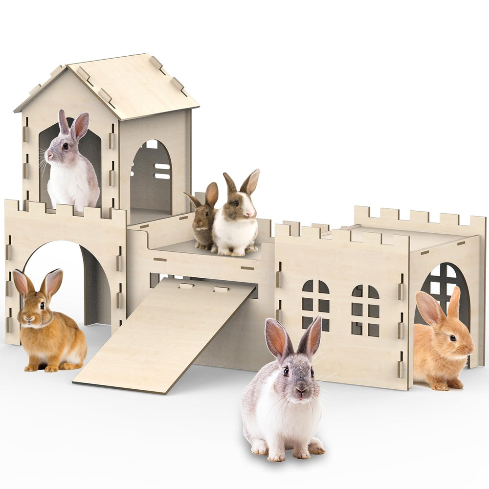 TankMatDecor vue de face de la maison lapin montrant quatre cachettes et robustesse