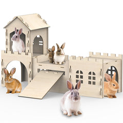 TankMatDecor vue de face de la maison lapin montrant quatre cachettes et robustesse