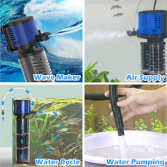 TARARIUM pompe installée dans un aquarium apportant flux régulier et oxygénation