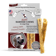Tartar Shield emballage avant montrant 8 chews et bénéfice hygiène dentaire