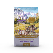 Taste of the Wild sachet avant emballage montrant ingrédients principaux et appétence