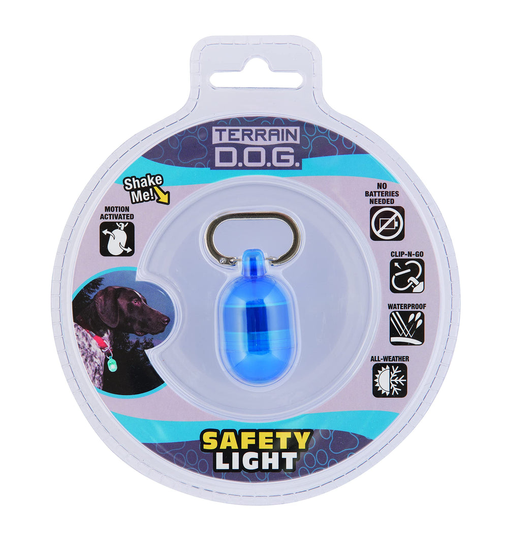 Terrain D.O.G. vue de face du boîtier lumineux montrant la fixation clip et la LED pour sécurité