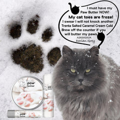 The Blissful Cat Paw Butter posé avec ingrédients naturels témoignant de la pureté