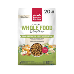 The Honest Kitchen emballage 20 lb montrant la marque et les bénéfices nutritionnels