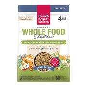 The Honest Kitchen emballage avant montrant sac 4 lb et bénéfice qualité human grade