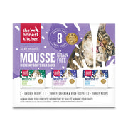 The Honest Kitchen devant la boîte montrant le pack variété et l'étiquette claire