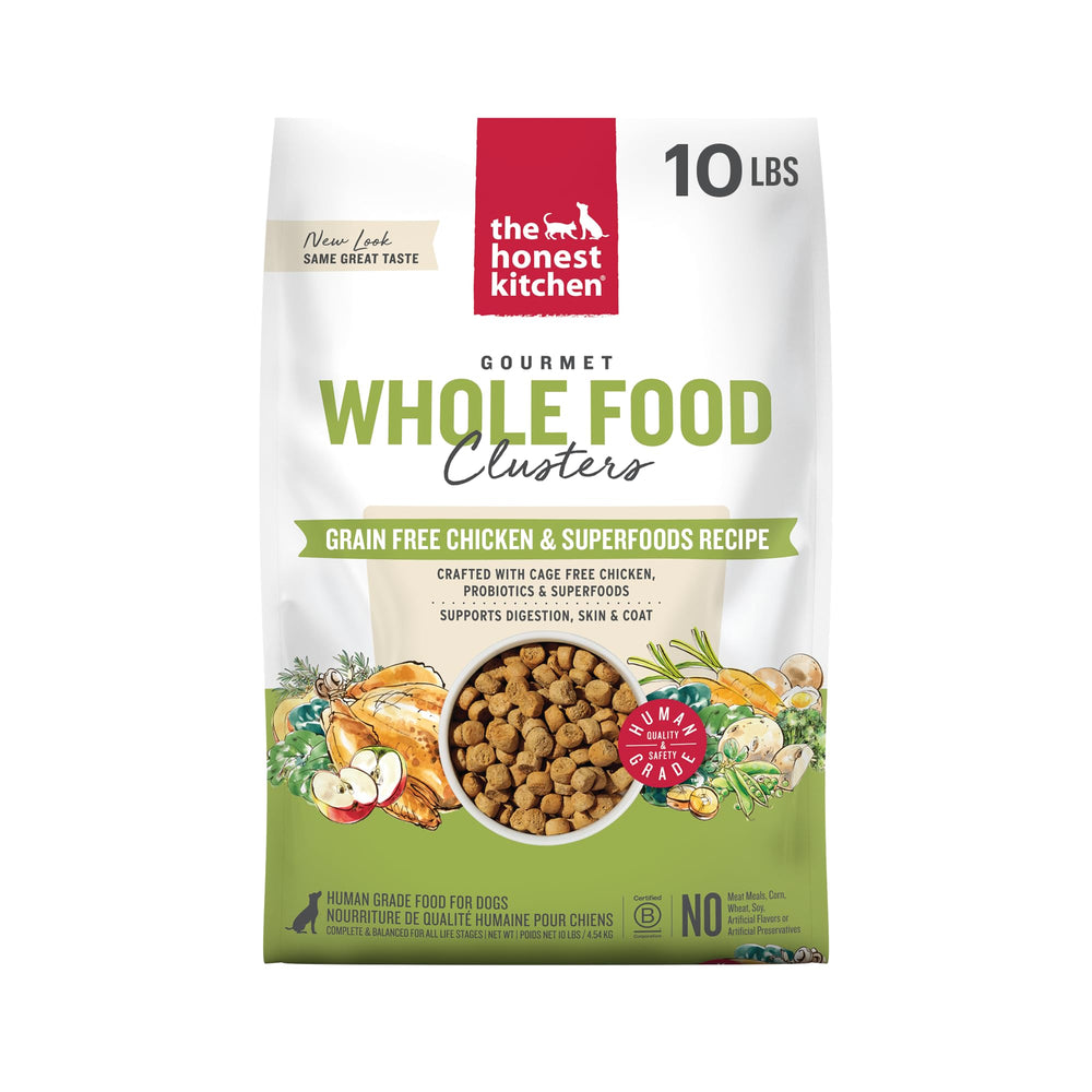 The Honest Kitchen paquet face avant montrant formulation grain free et appétence