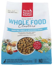 The Honest Kitchen sac 5 lb de clusters dinde sans céréales montrant le packaging