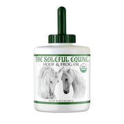 The Soleful Equine flacon d'huile de sabots montrant l'emballage, protection naturelle