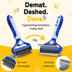 Thunderpaws face arrière avec dents montrant la double fonction démêlage et déshedding