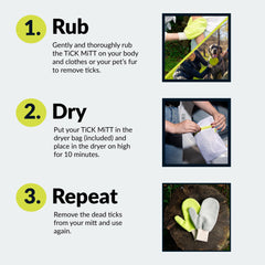 TiCK MiTT gros plan sur la microfibre montrant capture efficace