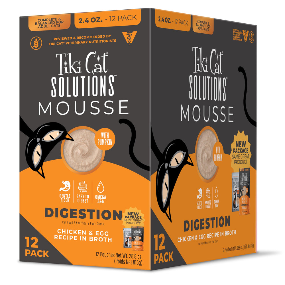 Tiki Cat sachet avant produit montrant emballage pratique et bénéfice digestion