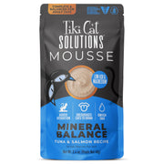Tiki Cat emballage frontal montrant la mousse et bénéfice équilibre minéral