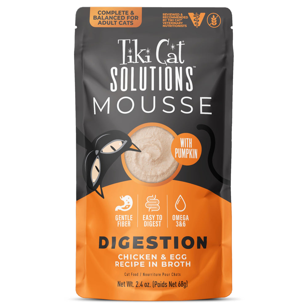 Tiki Cat sachet avant montrant l'emballage pratique et bénéfice portionné