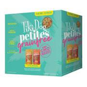 TIKI PETS emballage avant du pack varié montrant les recettes et bénéfice praticité