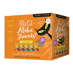 TIKI PETS face avant du pack varié montrant 12 sachets, utile pour choisir facilement
