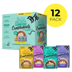TIKI PETS sachet ouvert gros plan montrant poulet effiloché appétissant