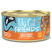 TIKI PETS boîte Tiki Cat Friends en vue frontale, présente une nutrition riche