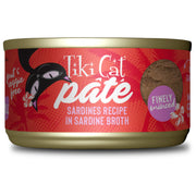 TIKI PETS boîte Tiki Cat Grill Sardines montrée de face bénéfice présentation claire