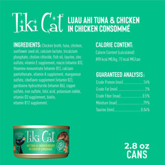TIKI PETS boîte à côté d'ingrédients réels illustrant protéines naturelles