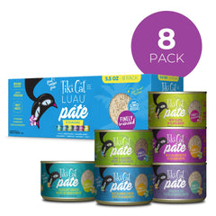 TIKI PETS assortiment de boîtes Luau affichant les différentes saveurs