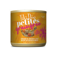 TIKI PETS boîte Tiki Dog Aloha Petites poulet vue avant, étiquette claire et avantage praticité