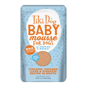 TIKI PETS sachet Tiki Dog Baby Mousse poulet vue avant bénéfice portion pratique
