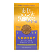 TIKI PETS emballage Tiki Dog face montrant le format 10 lb et bénéfice praticité