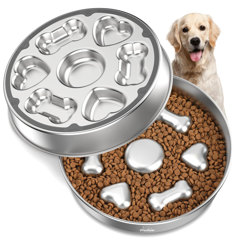 Tivray gamelle lente avant montrant relief cœur et os pour ralentir l'alimentation