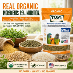 TOP's Parrot Food gros plan sur la texture cold-pressée préservant nutriments