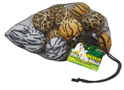 Tourna pack de 18 balles face avant montrant motifs animaux et sac filet pour jeu varié