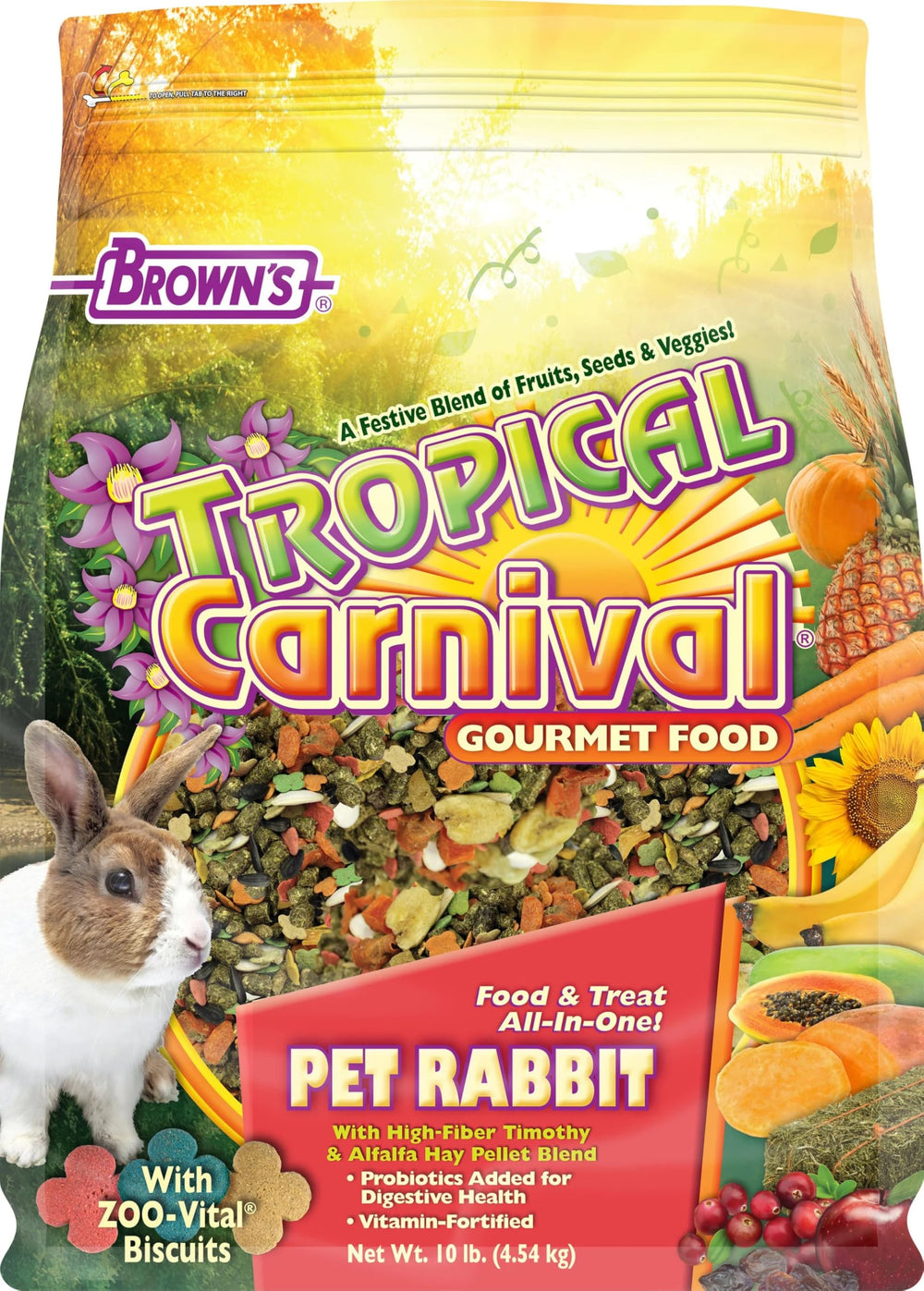 Tropical Carnival paquet avant montrant l'étiquette et bénéfices nutritionnels